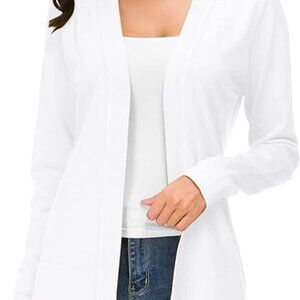 Urban CoCo Women's Long Sleeve Open Front Cardigan Sweater White Size X Large